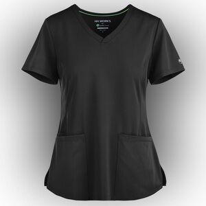 Healing Hands Monica Women's 4-Pocket STRETCH V-Neck Scrub Top Black 2XL